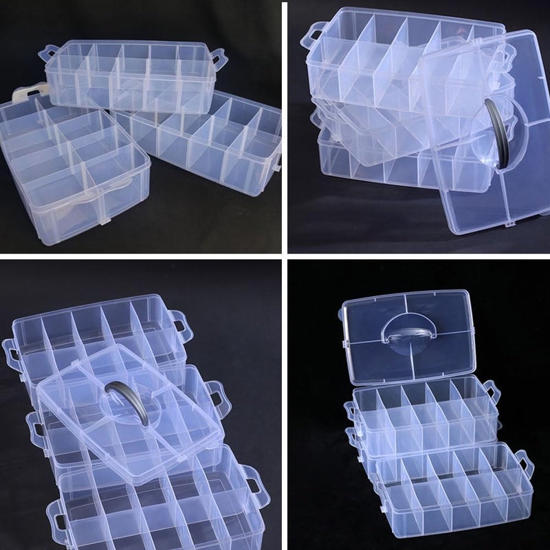 HomDSim Washi Tape Box Organizer Storage,Divider Closet Container,with 30 Adjustable Compartments,Clear,Masking Tape Desktop Tape DIY Sticker Roll Tape Cutter Holder Storage,Finger Safty Dispenser - Image 4